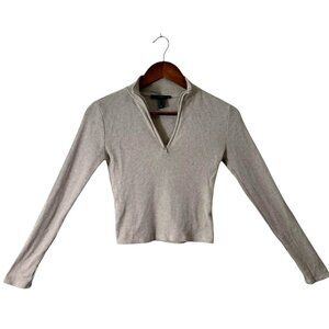 Forever 21 Women's Ribbed Half Zip Pullover Sweater